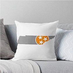 Tennessee Tri Star Gray Throw Pillow