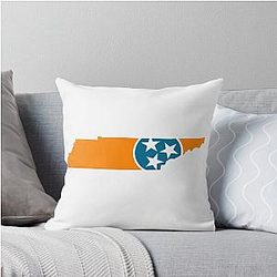 Tennessee Tri-Star Lady Orange Blue Throw Pillow