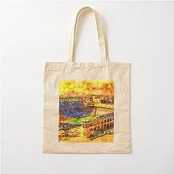 Darrell K Royal Texas Memorial Stadium in Austin at sunset pen and watercolor Cotton Tote Bag
