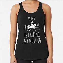 Texas Calling and I Must Go Racerback Tank Top