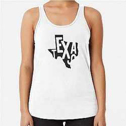 Texas State Design Abstract Lettering Graphic Gift Map Racerback Tank Top