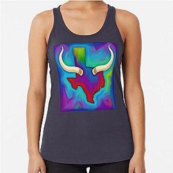 Colorful Texas Longhorns Racerback Tank Top
