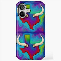 Colorful Texas Map with Longhorn iPhone Tough Case