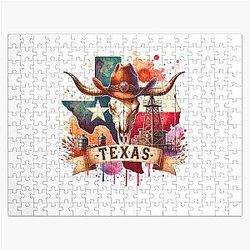 Retro Texas Western Vibes Cactus Cowboy Design for T-Shirts, Mugs, Stickers and Jigsaw Puzzle