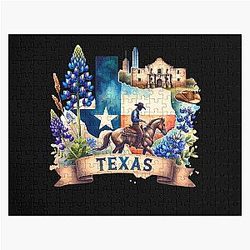 Retro Texas Western Vibes Cactus Cowboy Design T-Shirts Mugs Stickers Jigsaw Puzzle