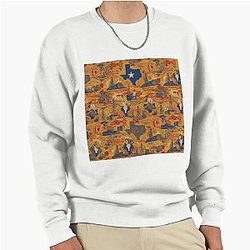 Texas Fabric Art Pullover Sweatshirt