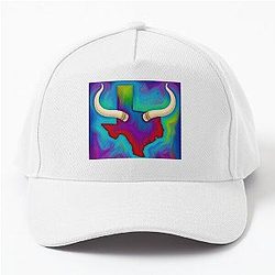 Colorful Texas Map with Baseball Cap