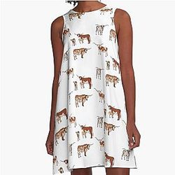 Texas Longhorn Pattern A-Line Dress