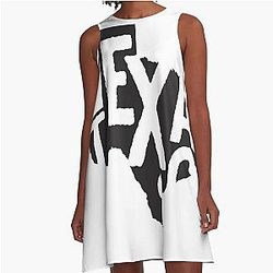Texas State Design Abstract Lettering Graphic Texas Map A-Line Dress