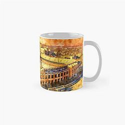 Darrell K Royal-Texas Memorial Stadium at Austin sunset pen and watercolor Classic Mug