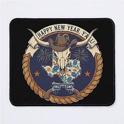 Texas Longhorn Skull New Years Celebration Mouse Pad