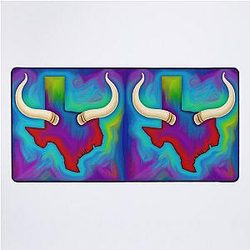 Colorful Texas Map Longhorn Desk Mat