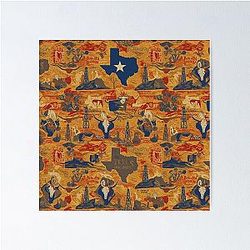 Texas Fabric Art Lone Star State Colors Poster