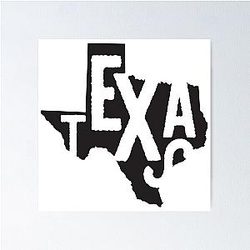 Texas State Design Abstract Texas Lettering Graphic Texas Map Poster