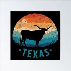 Texas Longhorn Sunset Poster