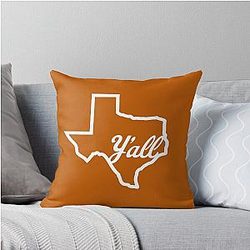 Texas Throw Pillow in White (with Y'all)