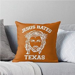 Jesus Hates Texas Throw Pillow