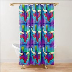 Colorful Texas Map Longhorn Shower Curtain