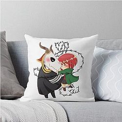 Retro Vintage The Ancient Magus Bride Elias And Chise Music Throw Pillow