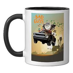The Bad Guys Getaway Car Poster Mug Black White