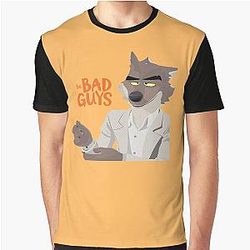 The Bad Guys Mr. Wolf sticker DreamWorks Graphic T-Shirt