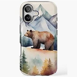 Mountain Hike of Bear in Watercolor iPhone Case