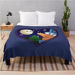 The Moon Bear and The Big Blue House Throw Blanket