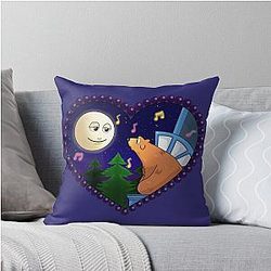 The Moon and the Big Blue House Throw Pillow