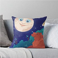 The Moon and the Big Blue House Throw Pillow