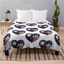 The Moon, The Bear and the Big Blue House Throw Blanket
