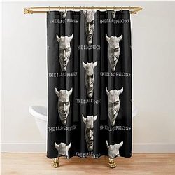 The black shower curtain