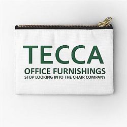 TECCA Office Furnishings White and Green Box Logo The Chair Company Inspired Design Zipper Pouch
