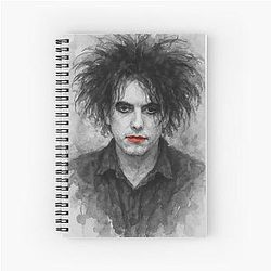 Robert Smith The Cure Watercolour Painting Gothic Music Art Print Spiral Notebook