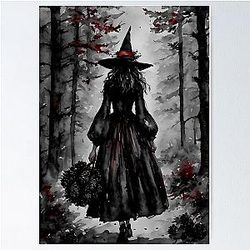 Autumn Witch in the Darkling Woods Poster
