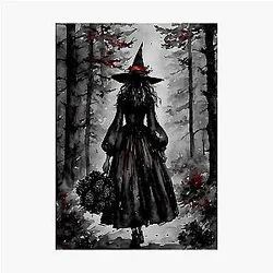 Autumn Witch in the Darkling Woods Photographic Print