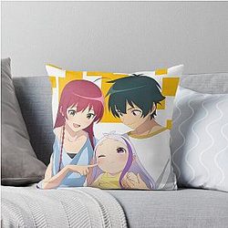 The Devil is a Part-Timer Emilia x Sadao x Alas Ramus Family Photo Throw Pillow