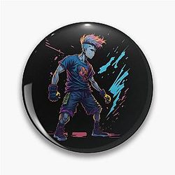 Become the Hero of Your Story with Our Anime Art - Digital Art and Clothing Young Anime Boy Fighter Pin
