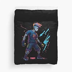 Become the Hero of Your Story with Our Anime Art - Digital Art and Clothing - Duvet Cover with Young Anime Boy Fighter