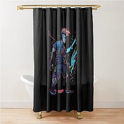 Become the Hero of Your Story with Our Anime Art - Digital Clothing - Young Anime Boy Fighter Shower Curtain
