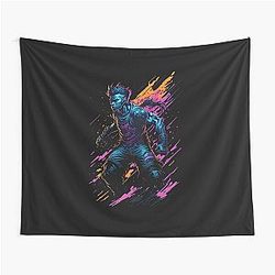 Fighter's Pride Fearless Anime Boy Fighter Digital Art Clothing Tapestry