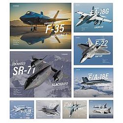 Military Jets Plane Wall Art Set of 9 Posters Unframed Aviation Art for Boys Room Military Aircraft Decor