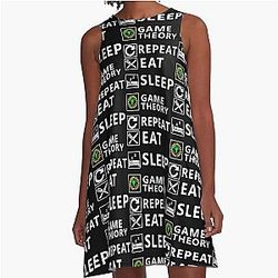 Eat, Sleep, Game, Repeat - Christmas and Birthday Gift Ideas for Theorists and Game Nerd A Line Dress