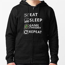 Eat Sleep Game Repeat - Christmas and Birthday Gift Ideas for Theorists and Game Nerds Zipped Hoodie