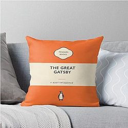 The Great Gatsby by F Scott Fitzgerald Penguin Book Cover Throw Pillow