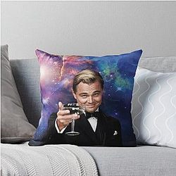 Leonardo from The Great Gatsby with Universe Background Throw Pillow