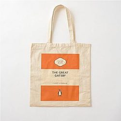 The Great Gatsby by F. Scott Fitzgerald Penguin Book Cover Cotton Tote Bag