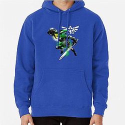 The Legend of Zelda and Link Action Pose in Hyrule Crest Pullover Hoodie