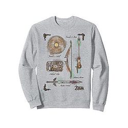 Zelda Breath of the Wild Link Inventory Graphic Sweatshirt
