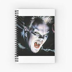 The boy's favorite childhood movie at a spiral notebook