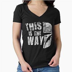 This is the Way Mandalorian Star Wars Fan Merch 2025 Fitted V Neck T Shirt